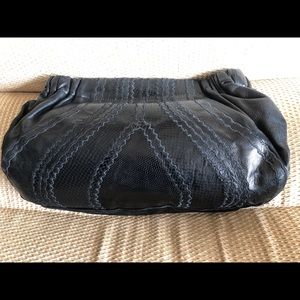 Vintage Black Leather/Snakeskin Falchi Clutch Bag